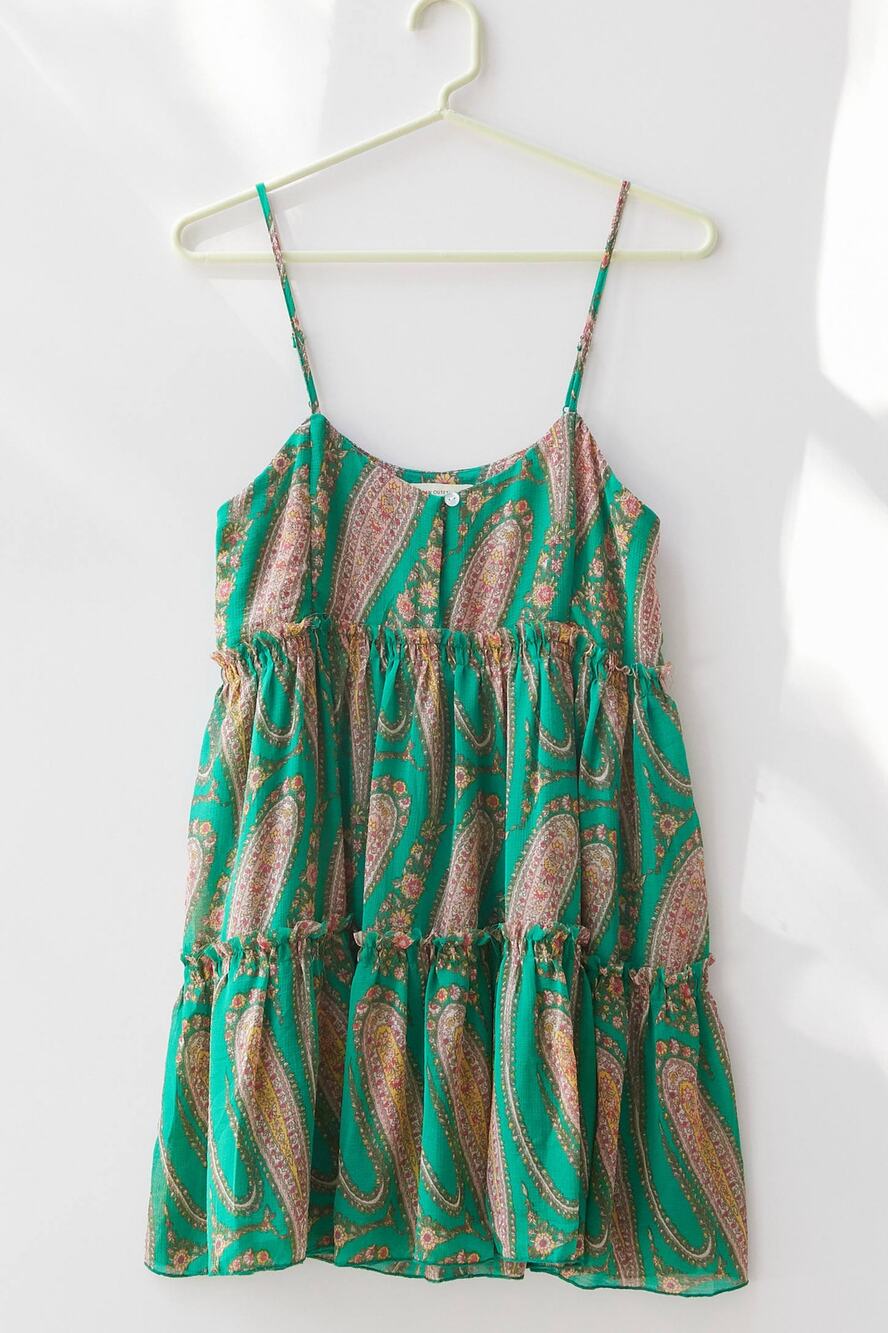 Urban Outfitters Rory Printed Chiffon Mini Dress paisley Green small